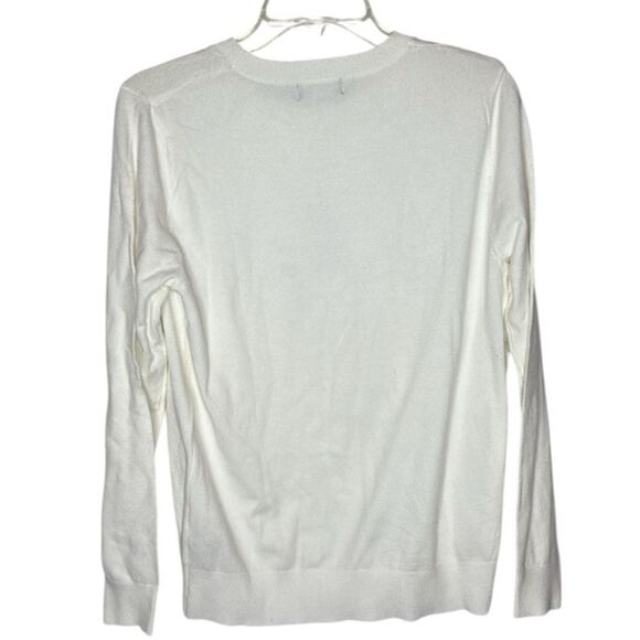 Victoria Harbour Ivory Mock Neck Sequin Martinis Holiday Sweater. Size Medium. - Picture 2 of 8